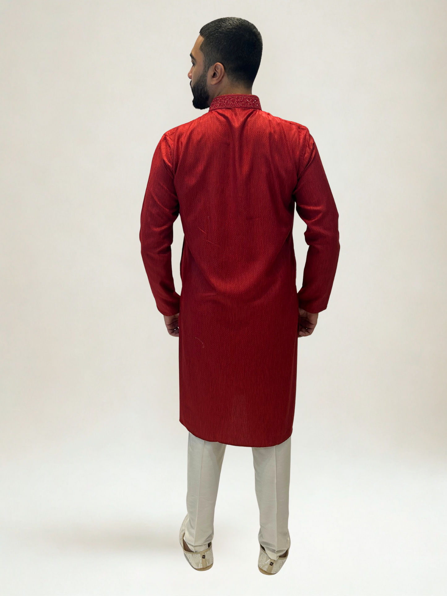 Red Neck Work Kurta Set