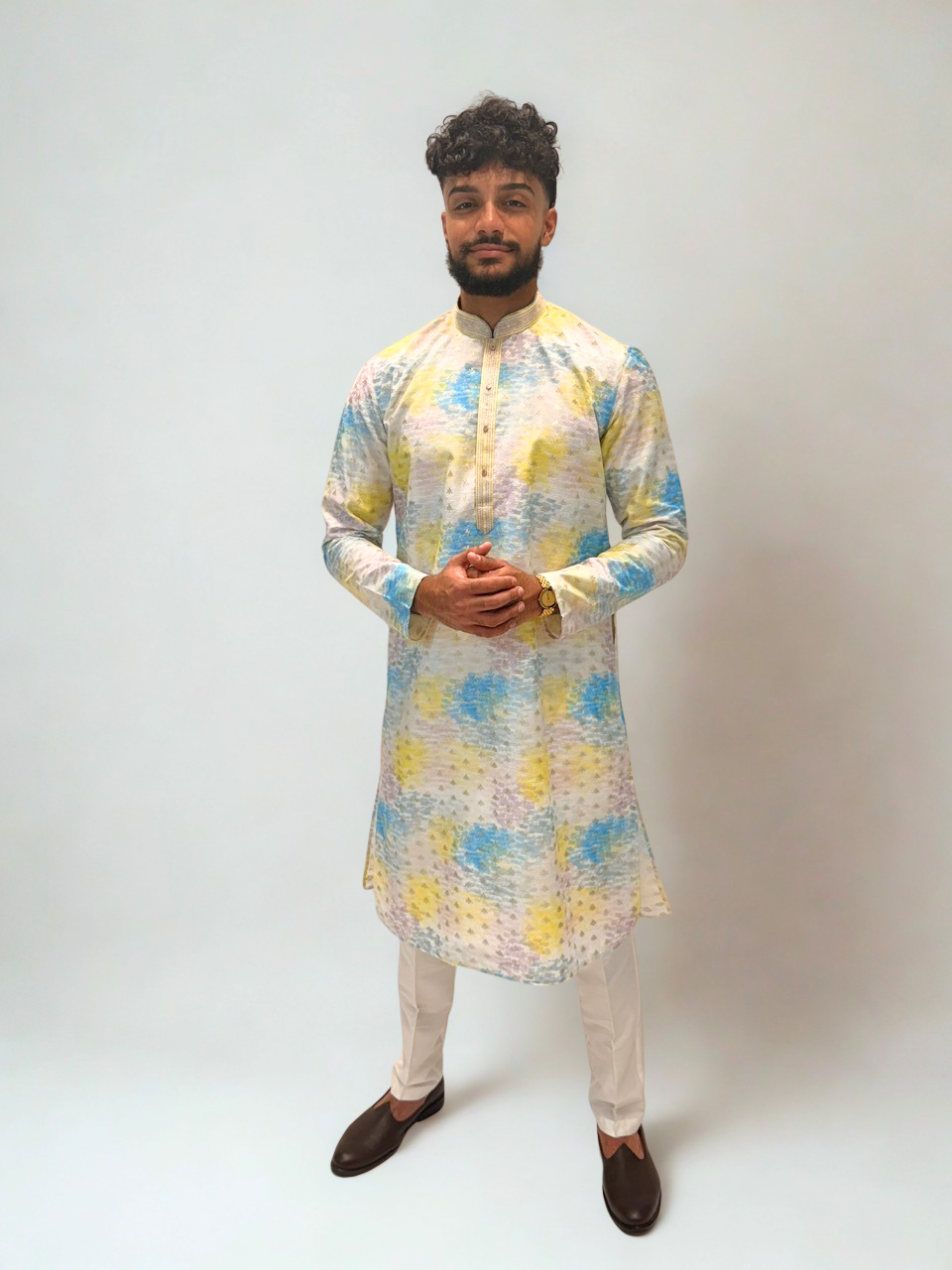 Multi Color Printed Embroidered Kurta Set