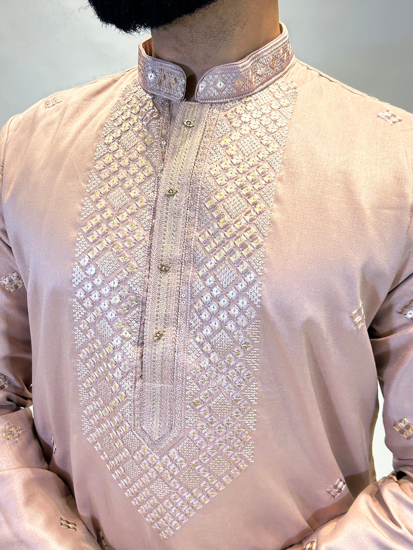 Dusty Rose Embroidered Kurta Set