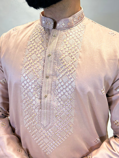 Dusty Rose Embroidered Kurta Set