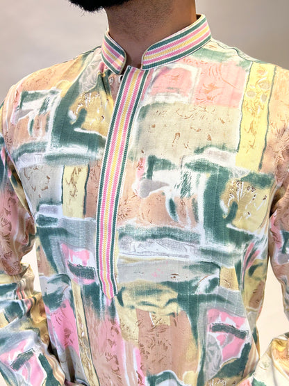 Pastel Abstract Printed Kurta Set