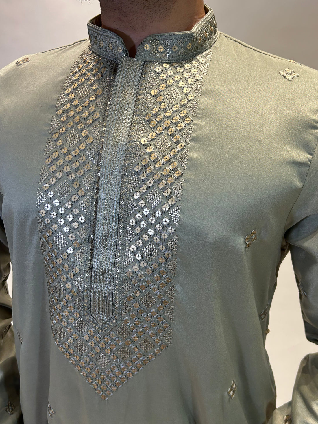 Sage Green Embroidered Kurta Set