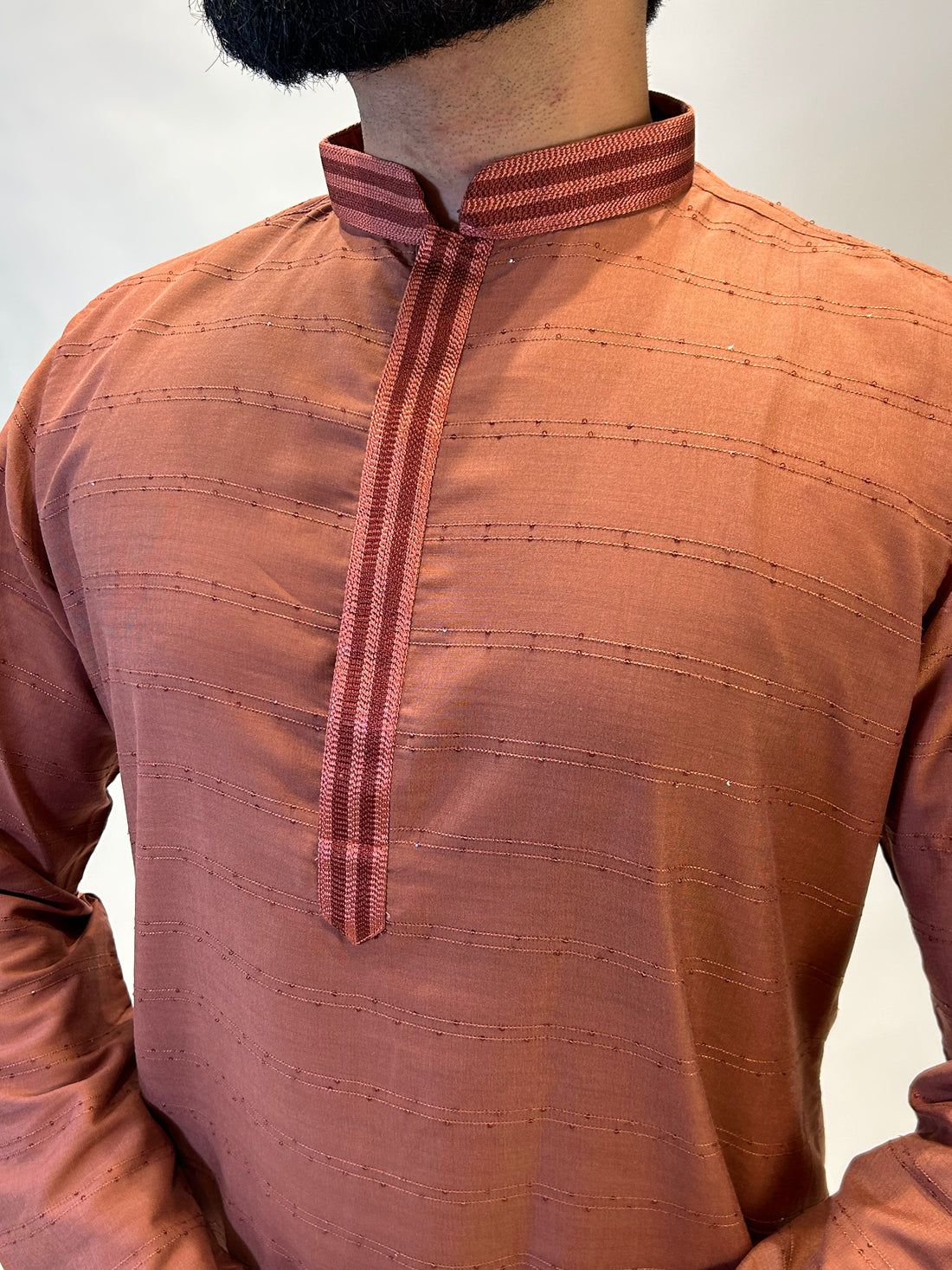 Rust Thread and Sequin Kurta Set