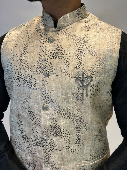 Light Beige Textured Nehru Jacket