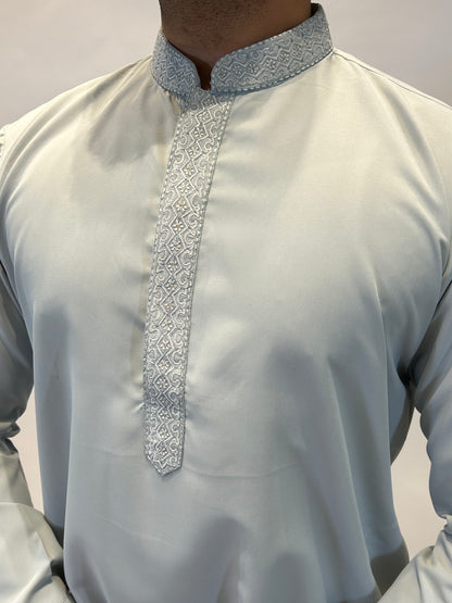 Powder Blue Embroidered Kurta Shalwar Set