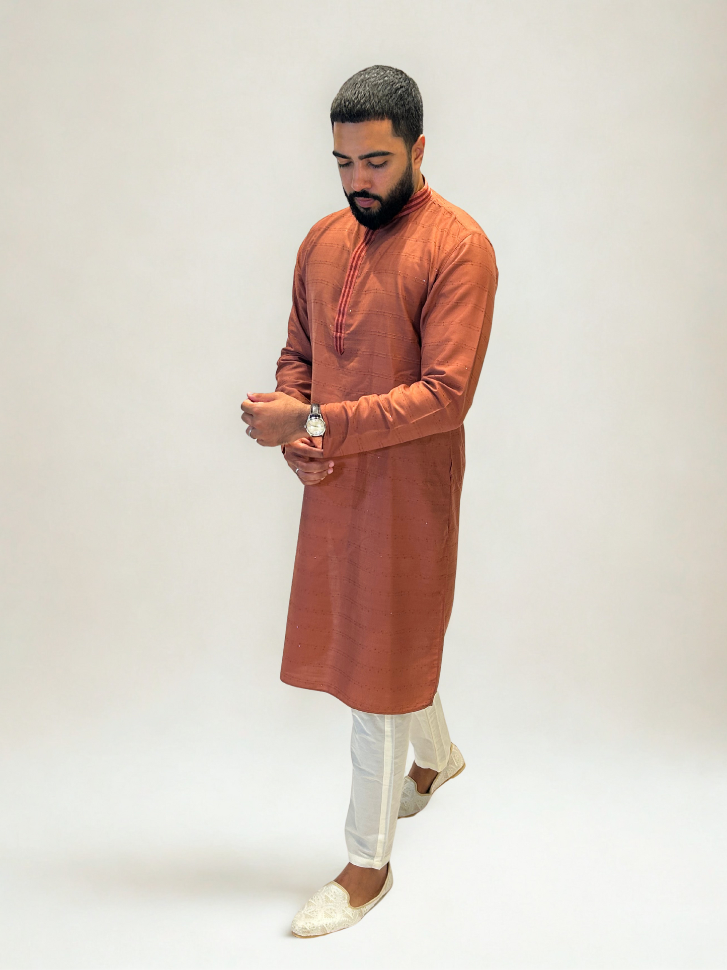 Rust Thread and Sequin Kurta Set