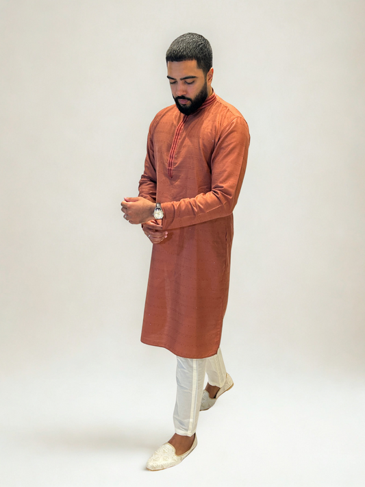 Rust Thread and Sequin Kurta Set