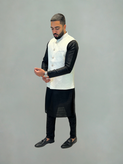 Ivory Patterned Nehru Jacket