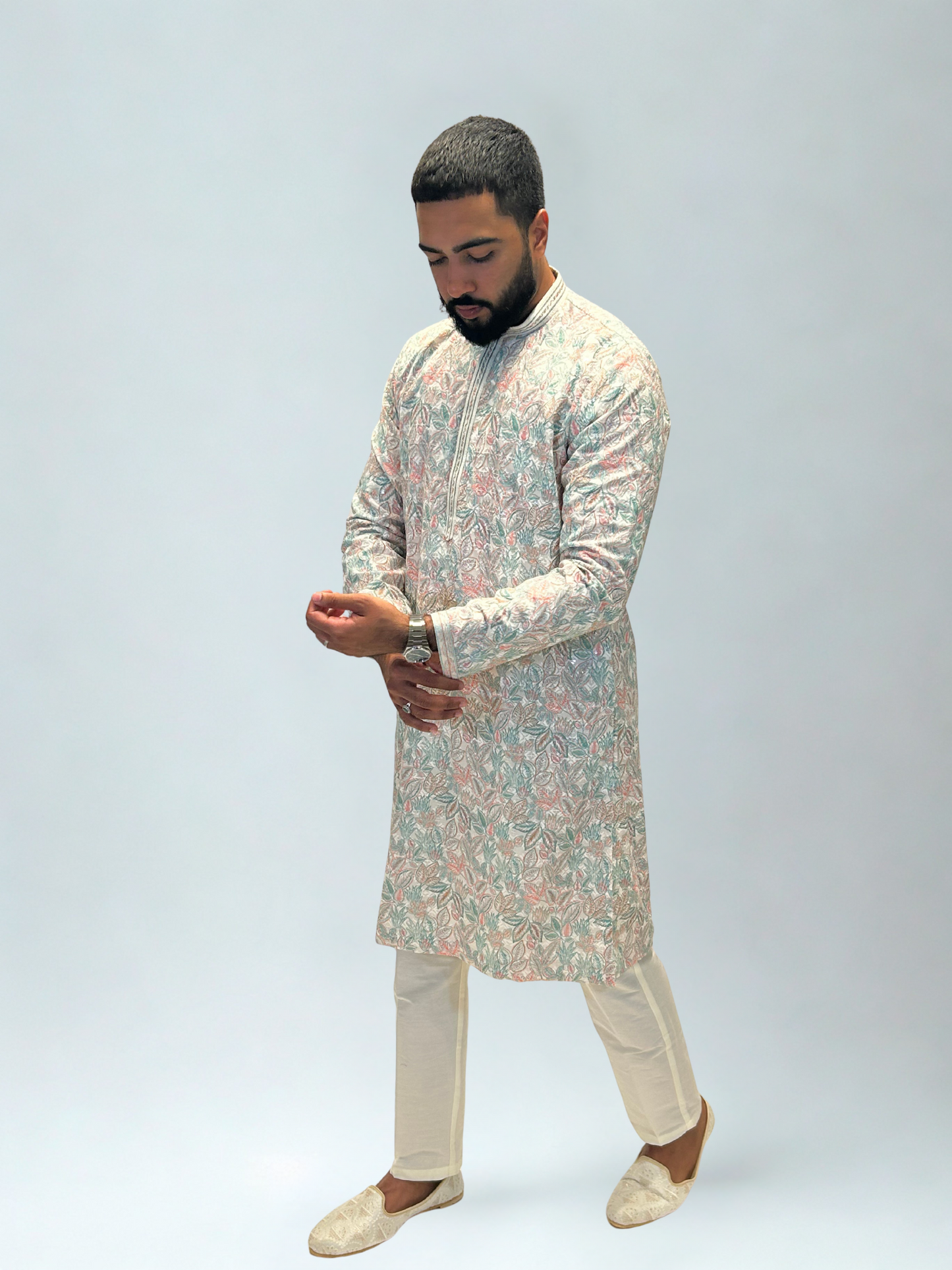 Pastel Floral Embroidered Kurta Set