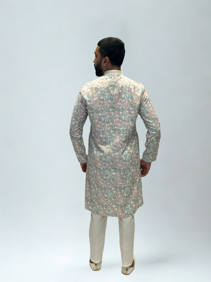 Pastel Floral Embroidered Kurta Set