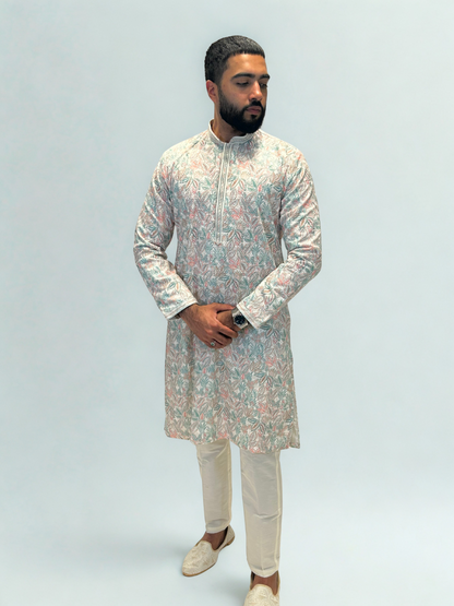 Pastel Floral Embroidered Kurta Set
