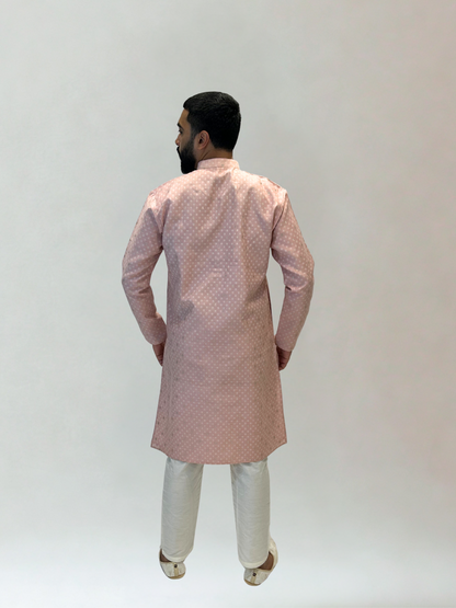 Pink Self Patterned Kurta Pajama Set