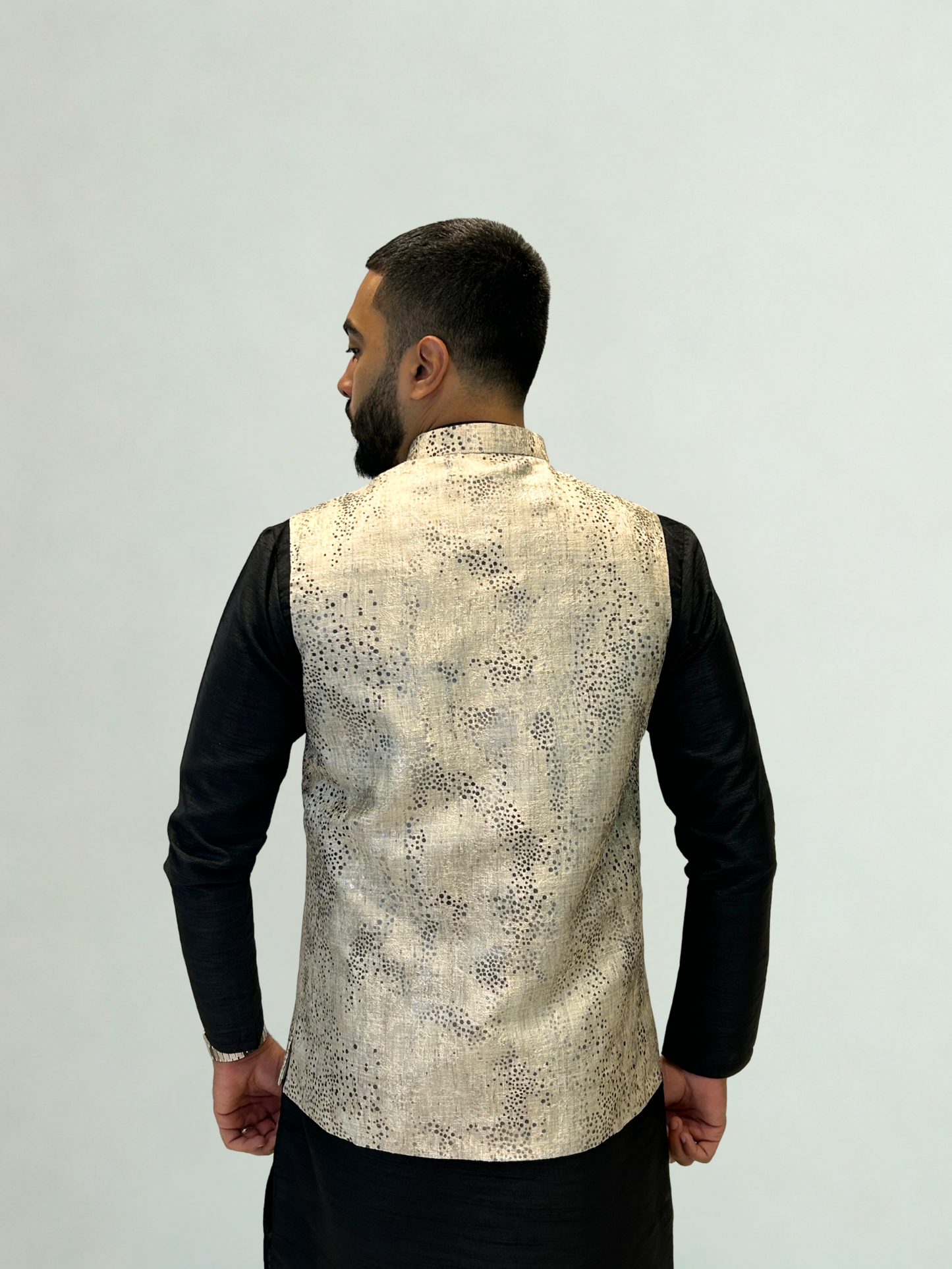 Light Beige Textured Nehru Jacket