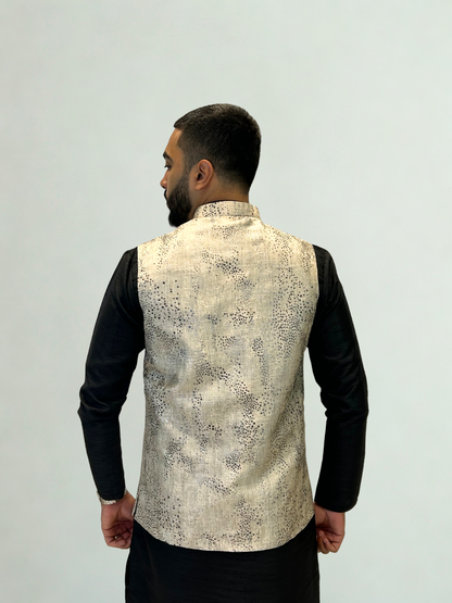 Light Beige Textured Nehru Jacket