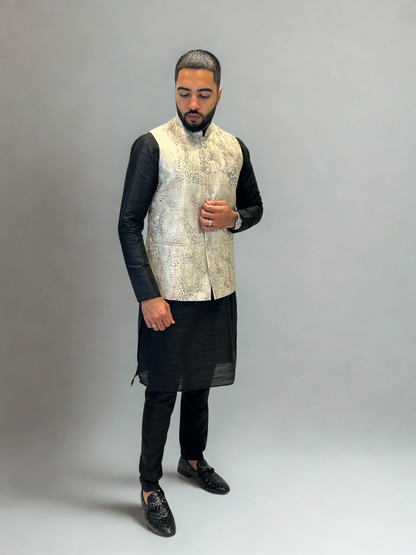 Light Beige Textured Nehru Jacket