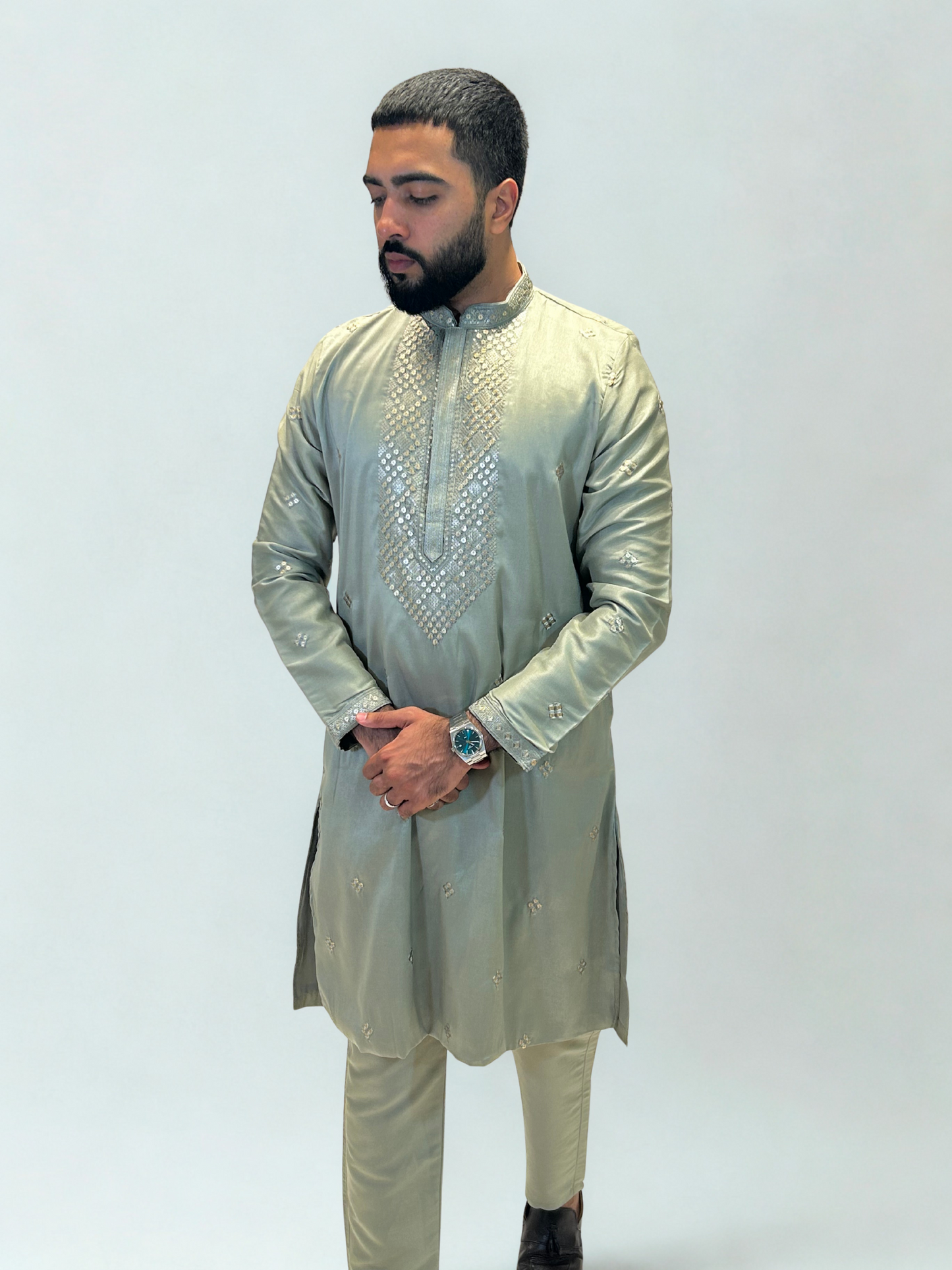 Sage Green Embroidered Kurta Set