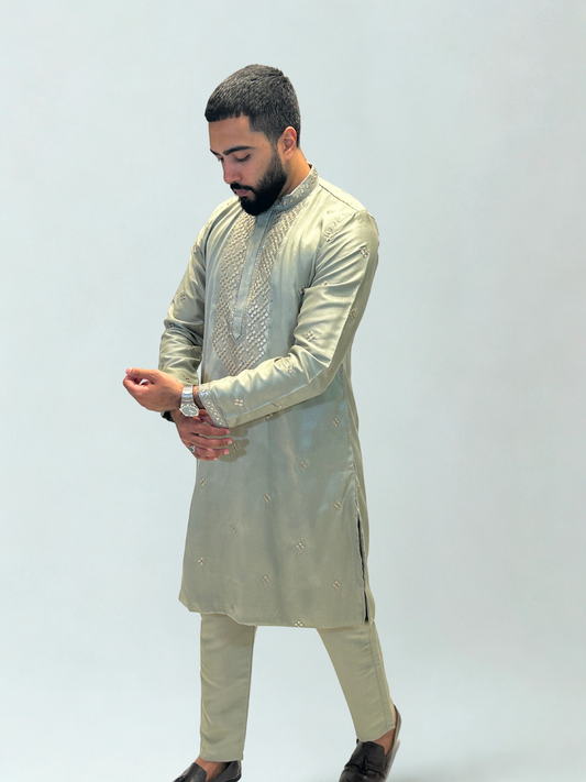Sage Green Embroidered Kurta Set