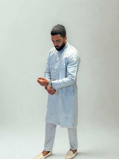 Powder Blue Embroidered Kurta Set