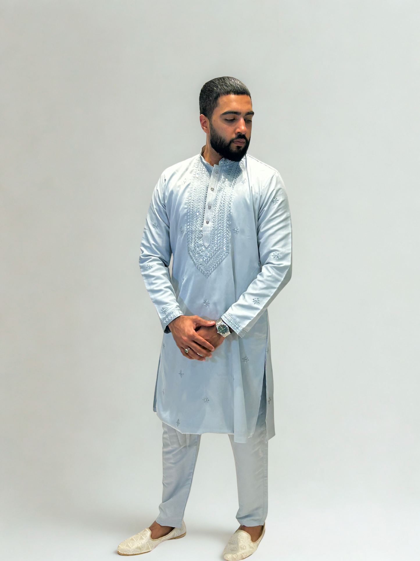 Powder Blue Embroidered Kurta Set