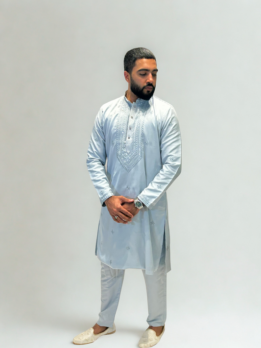 Powder Blue Embroidered Kurta Set
