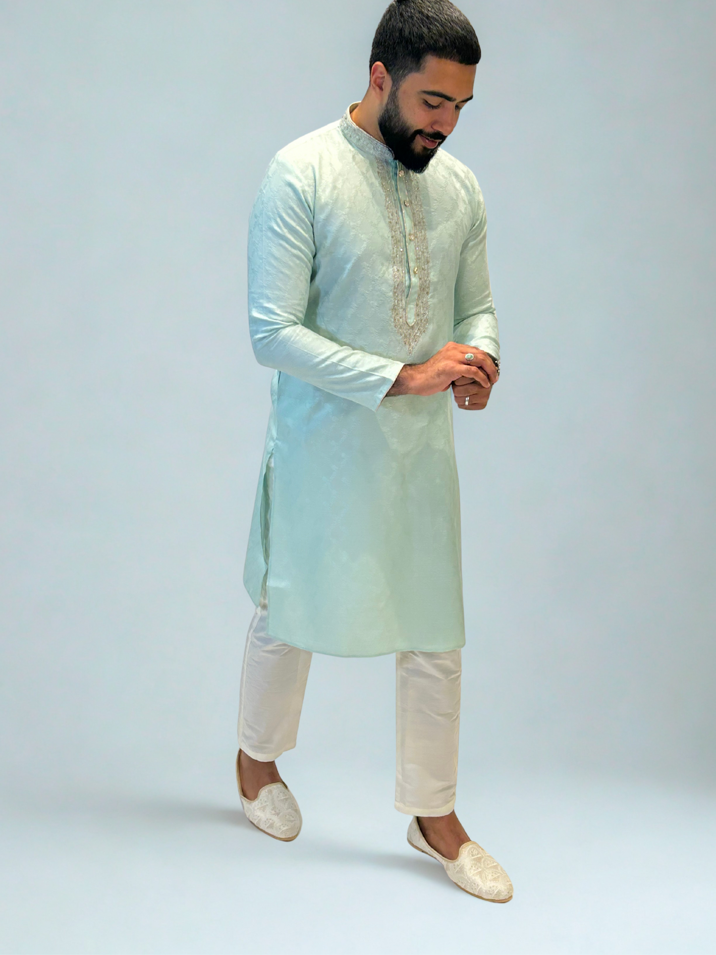 Mint Green Embroidered Kurta Pajama Set