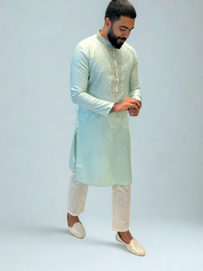 Mint Green Embroidered Kurta Pajama Set