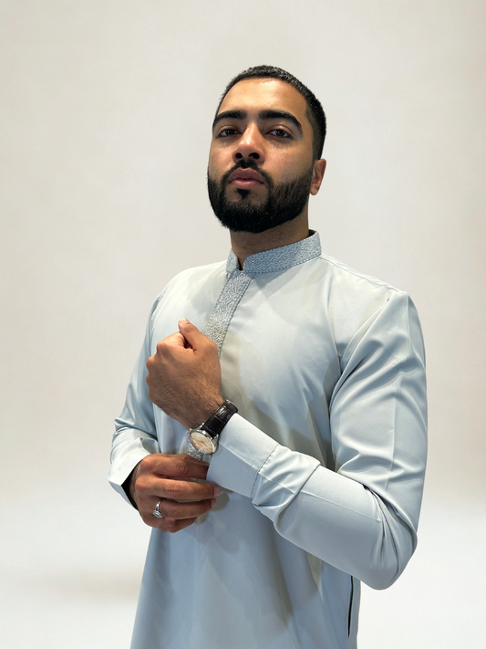 Powder Blue Embroidered Kurta Shalwar Set