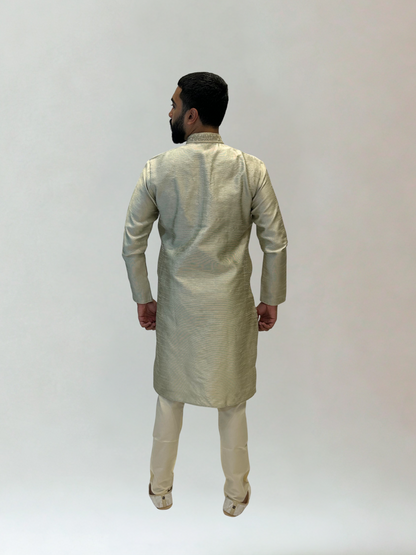 Light Gold Textured Kurta Pajama Set
