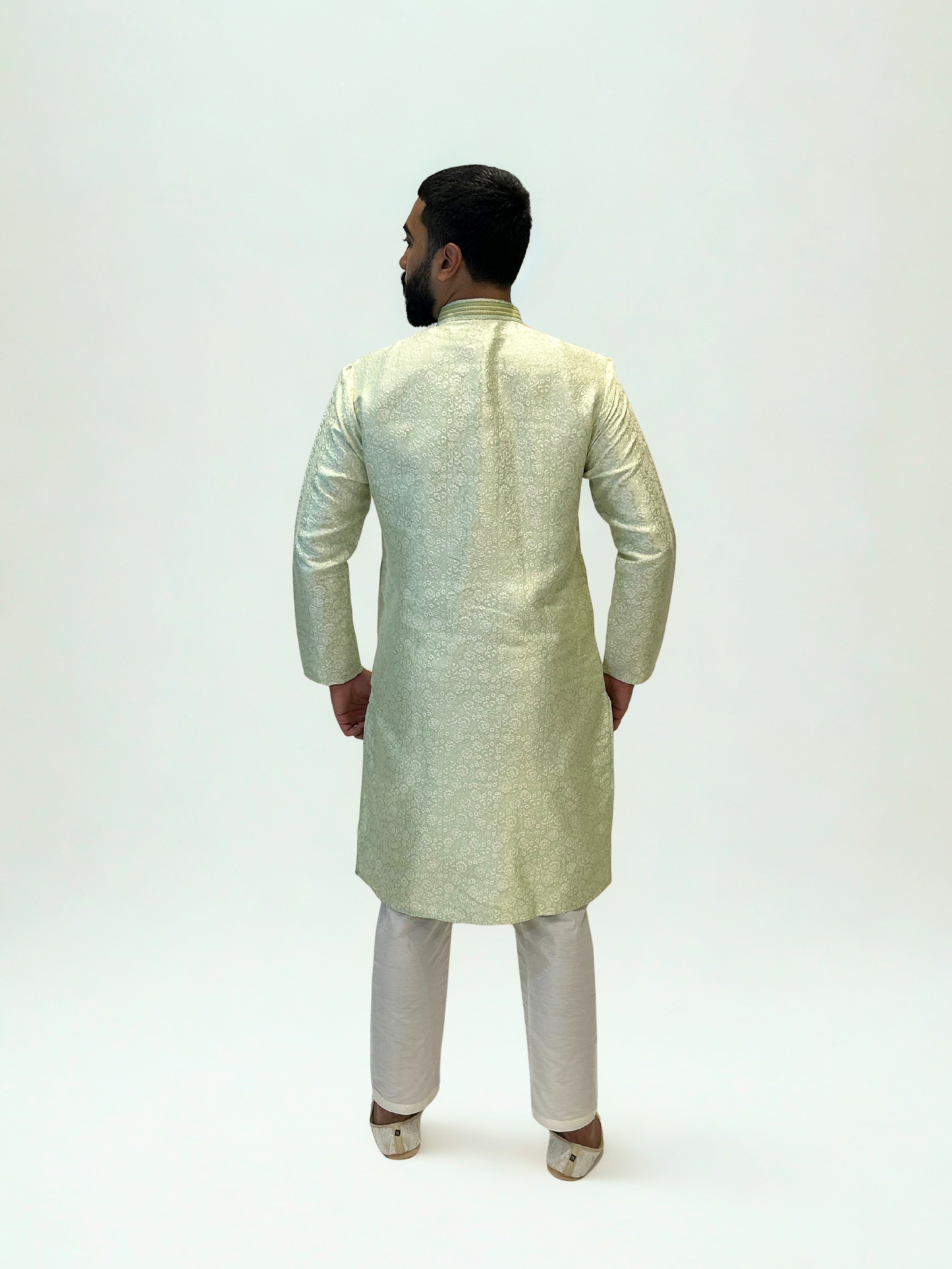 Light Pista Green Self-Patterned Kurta Pajama Set