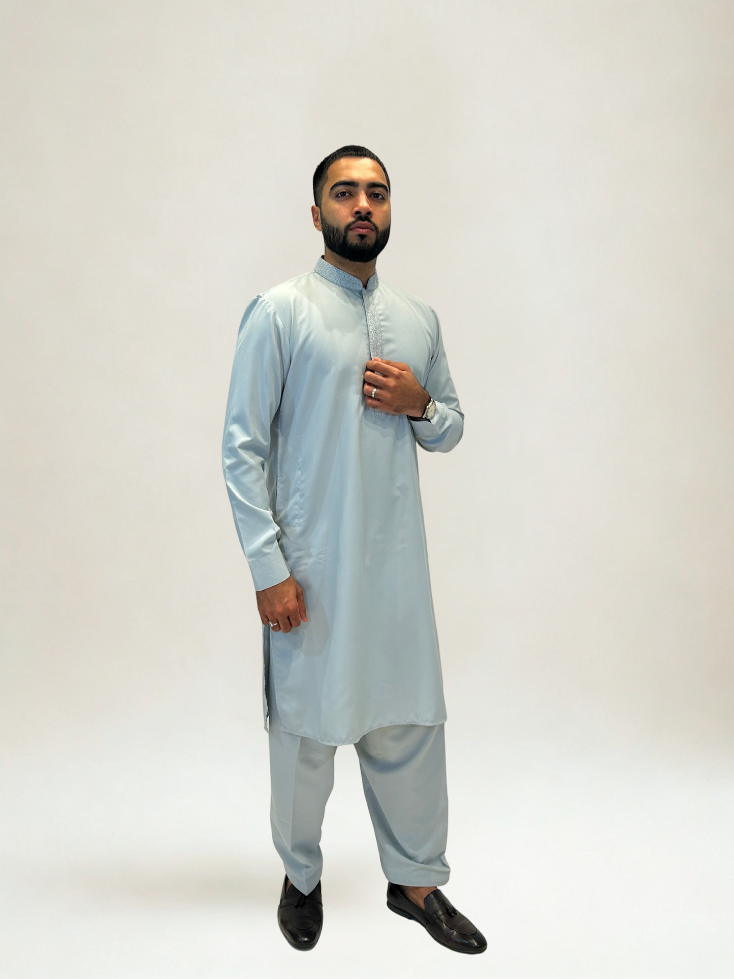 Powder Blue Embroidered Kurta Shalwar Set
