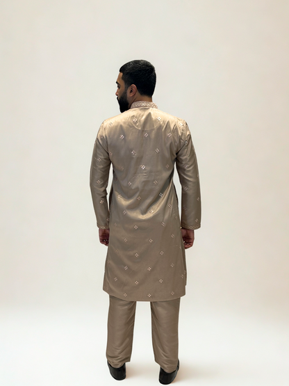Champagne Gold Embroidered Kurta Set
