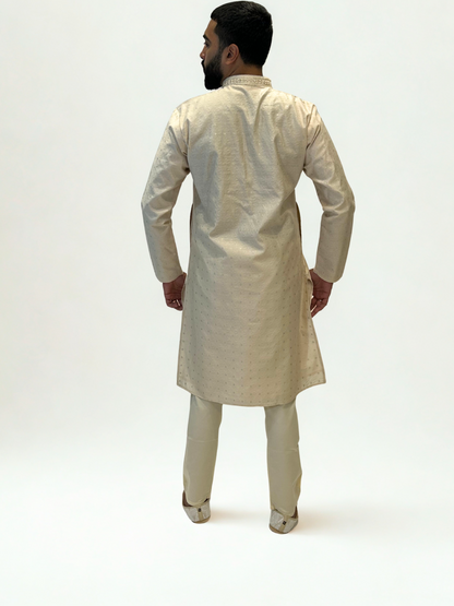 Light Gold Embroidered Kurta Pajama Set
