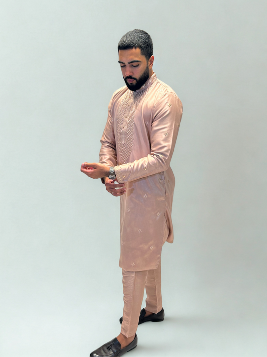 Dusty Rose Embroidered Kurta Set