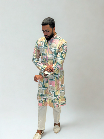 Pastel Abstract Printed Kurta Set
