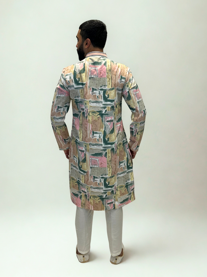 Pastel Abstract Printed Kurta Set
