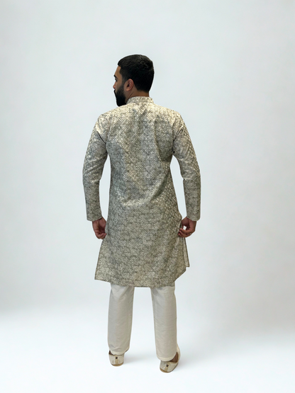 Light Green & Sage Patterned Kurta Pajama