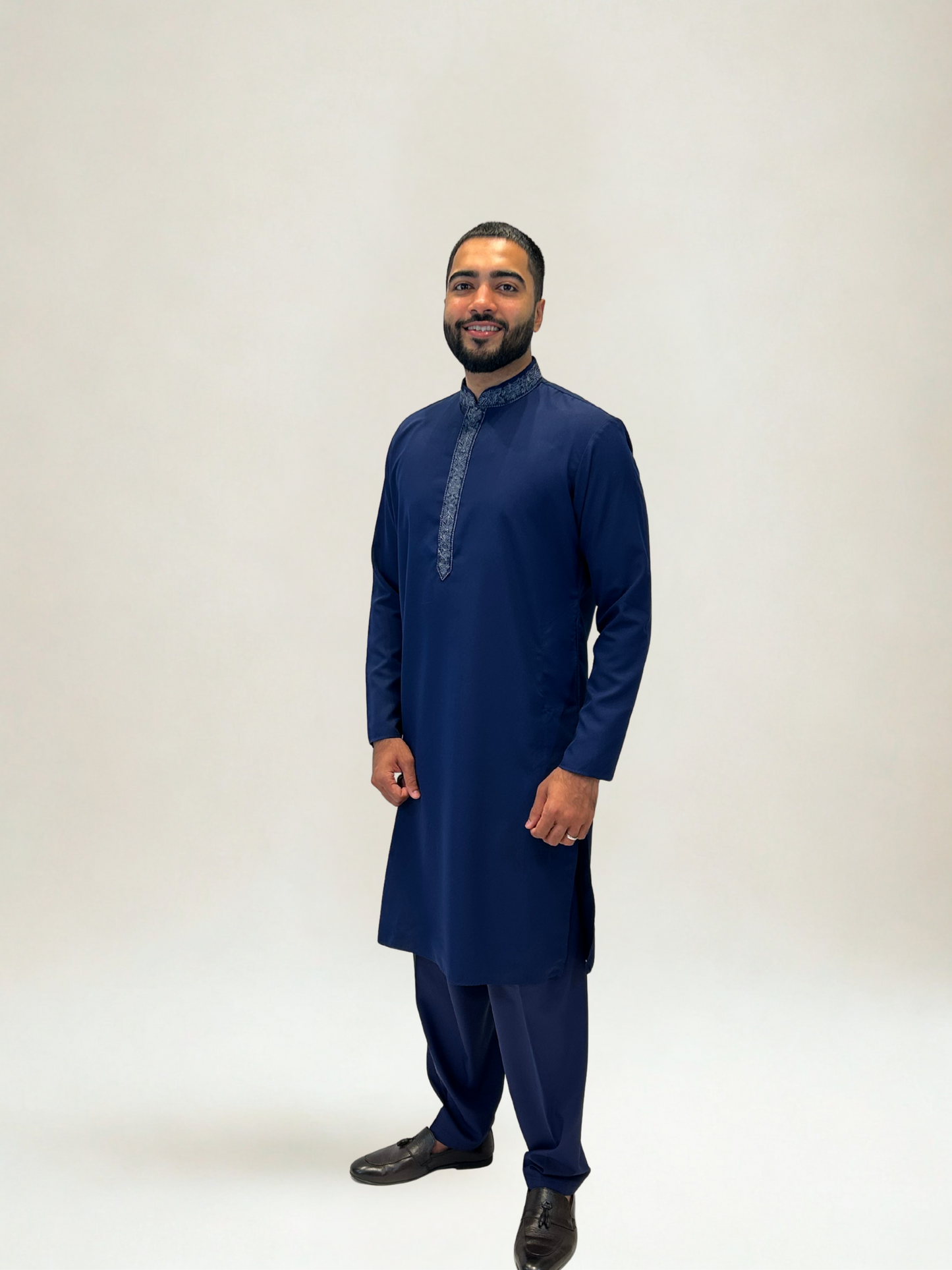 Navy Embroidered Kurta Shalwar Set