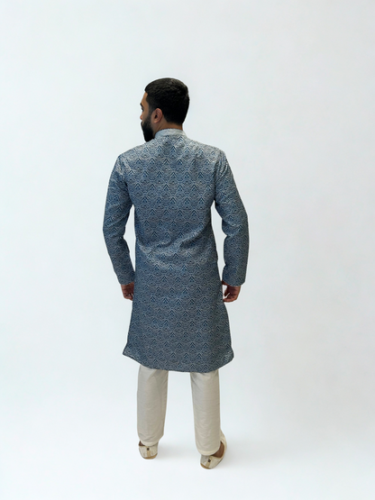 Blue Ikat Patterned Kurta Set