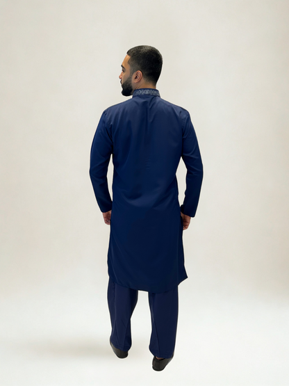 Navy Embroidered Kurta Shalwar Set