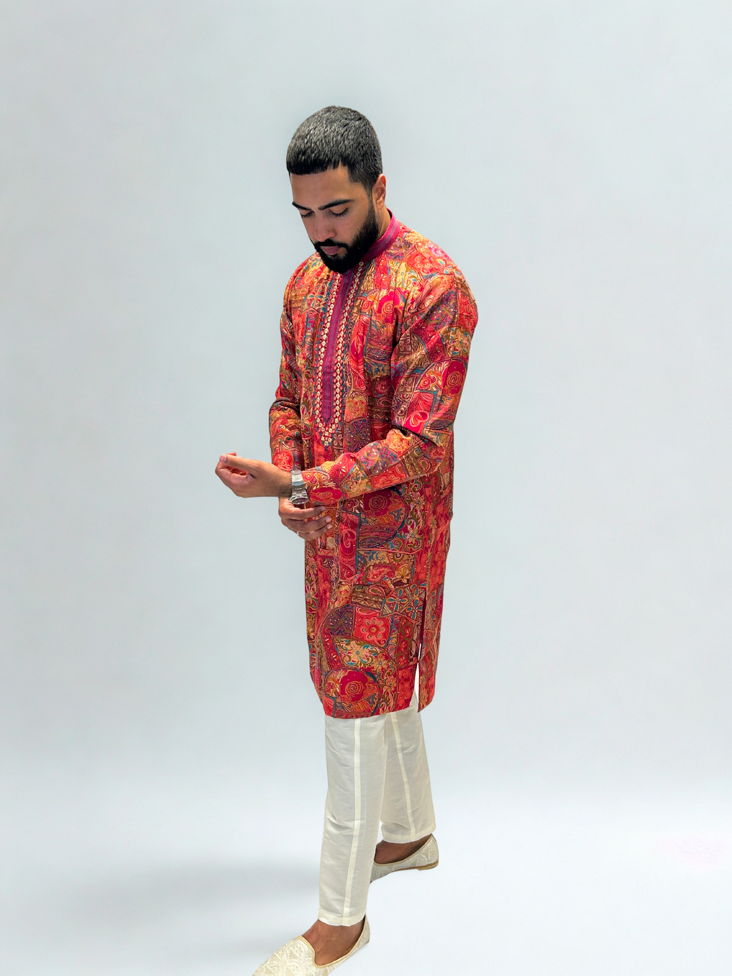 Rani Multicolor Vibrant Printed Mirror Work Kurta Set