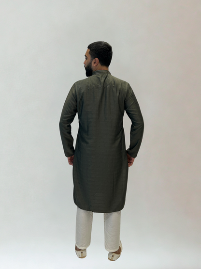 Mehndi Thread and Sequin Kurta Set