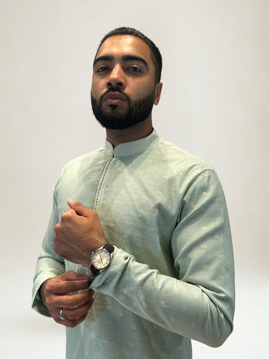 Mint Green Patterned Kurta Set