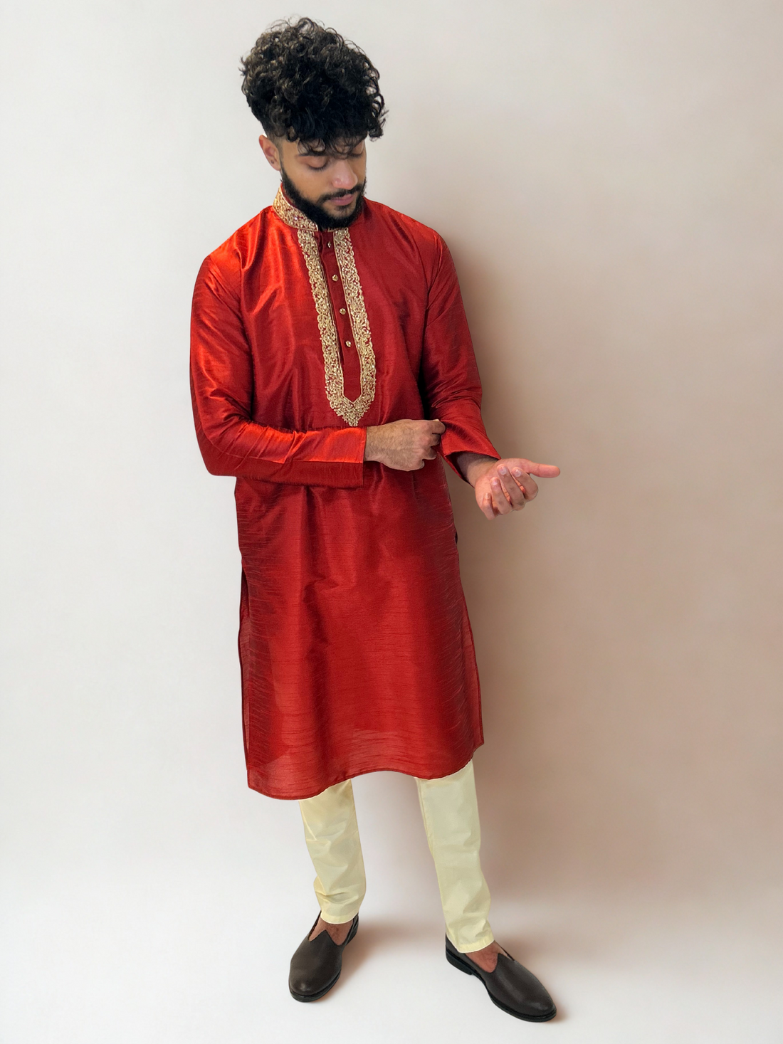 Red Embroidery Kurta Set