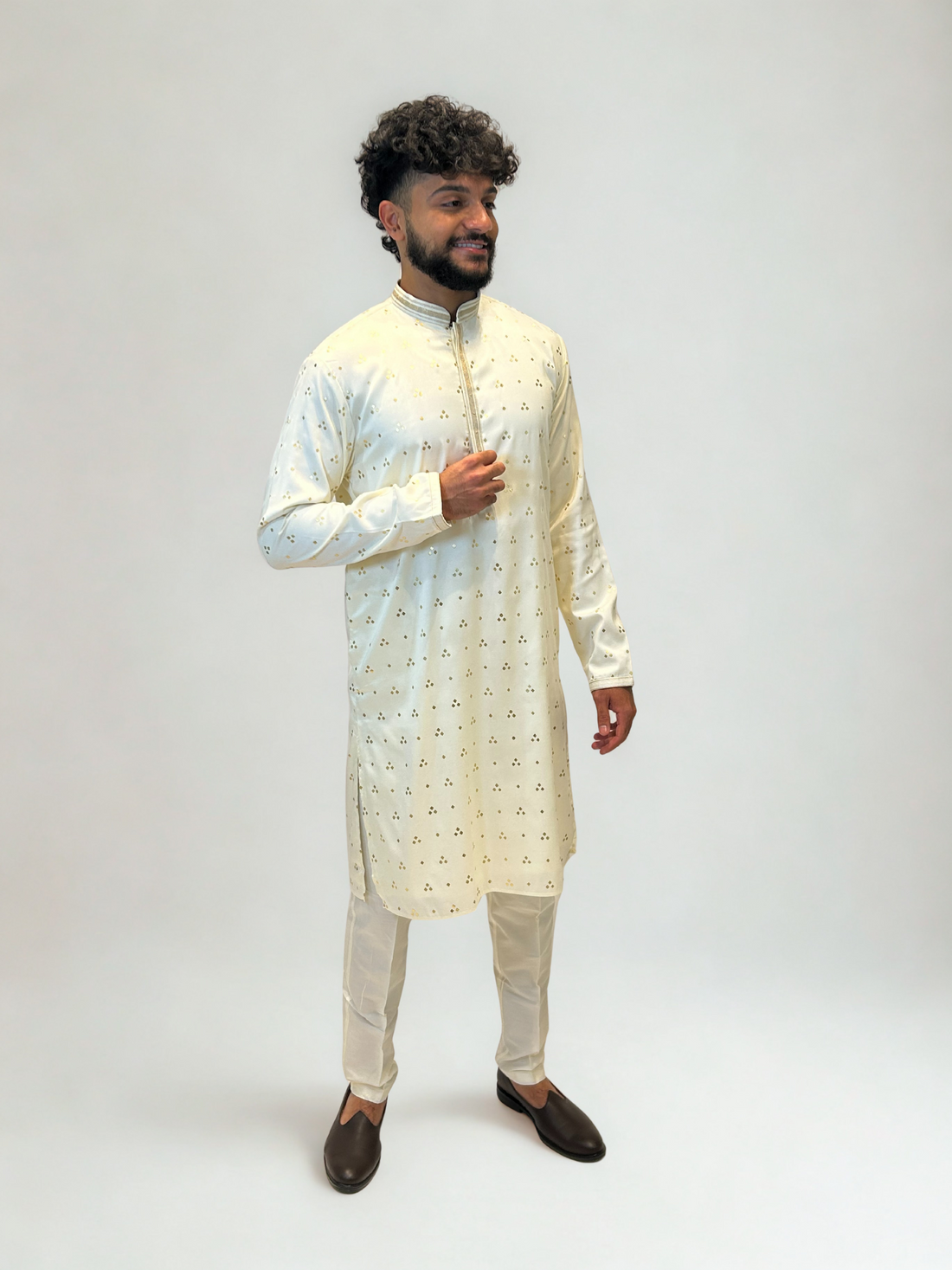 Ivory/Gold Dots Kurta Set