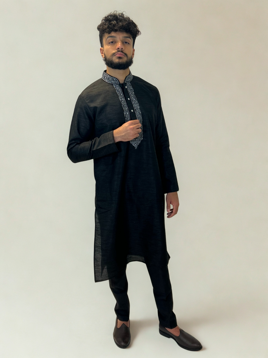 Black Embroidered Kurta Set